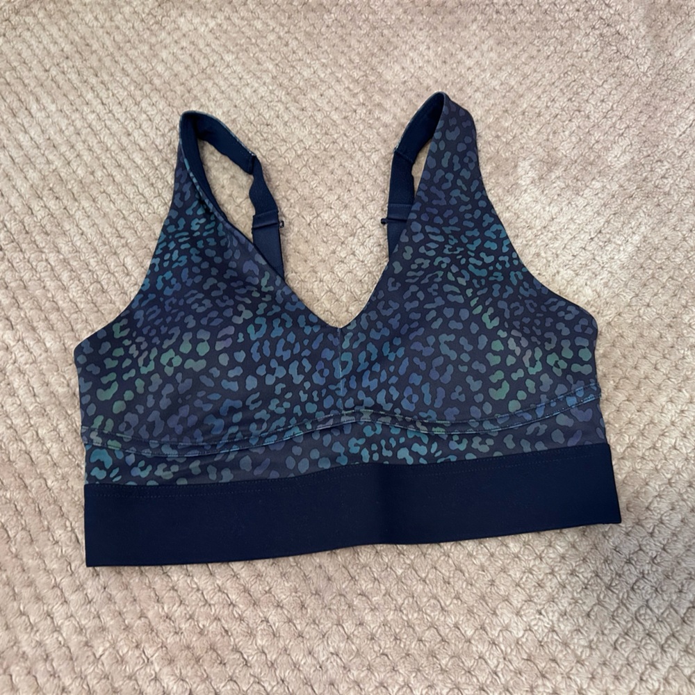 Fabletics Navy Blue Leopard Print Sports Bra
